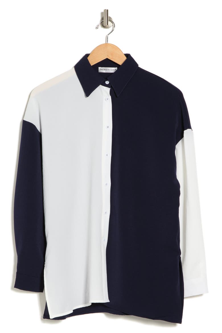 Colorblock Blouse, Alternate, color, NAVY