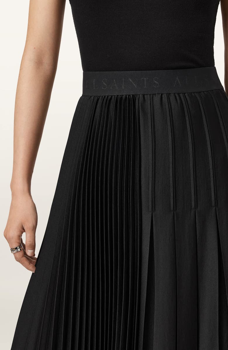 AllSaints Jax Pleated Maxi Skirt, Alternate, color, Black