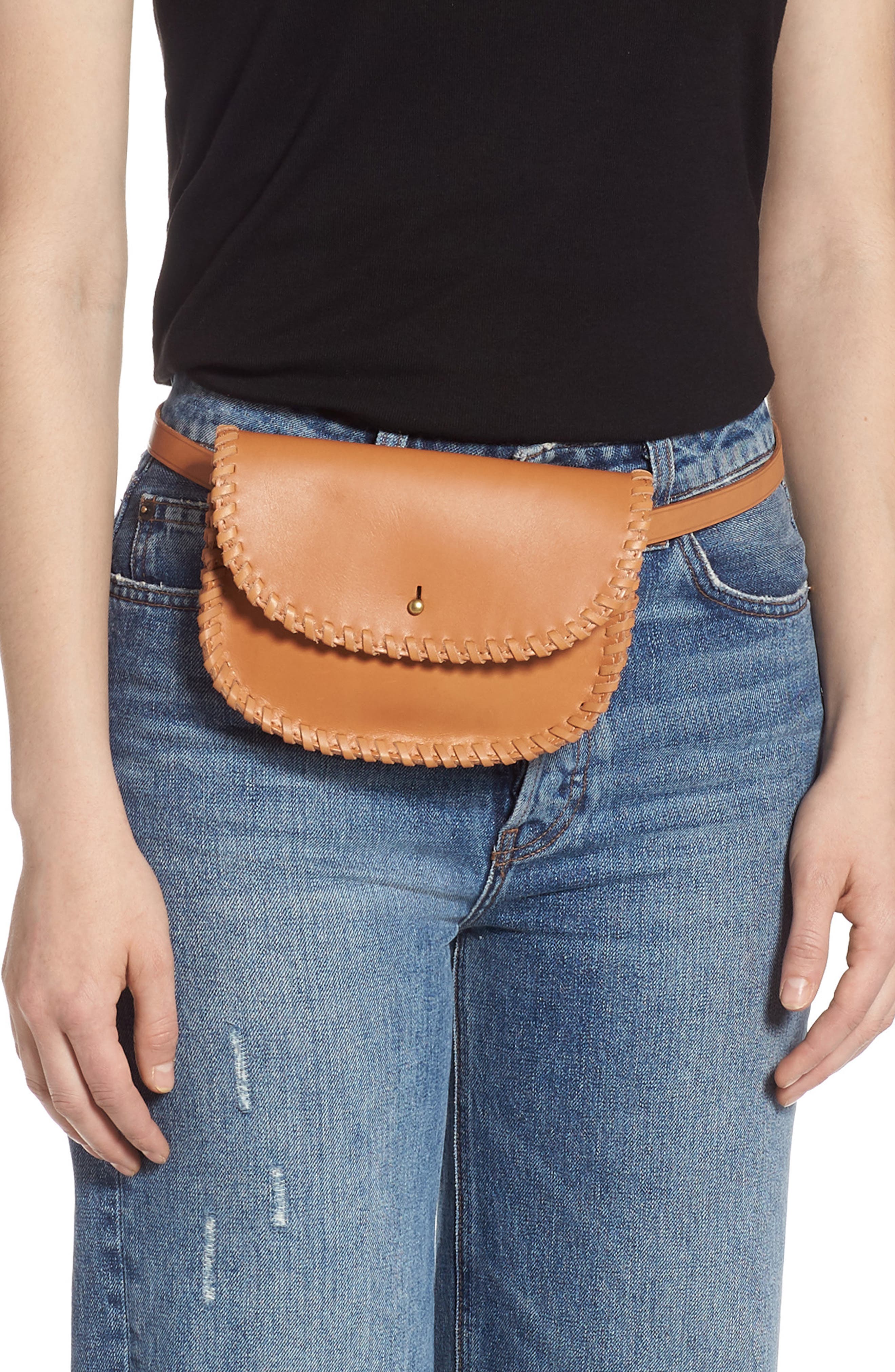 Whipstitch Belt Bag, Alternate, color, ENGLISH SADDLE