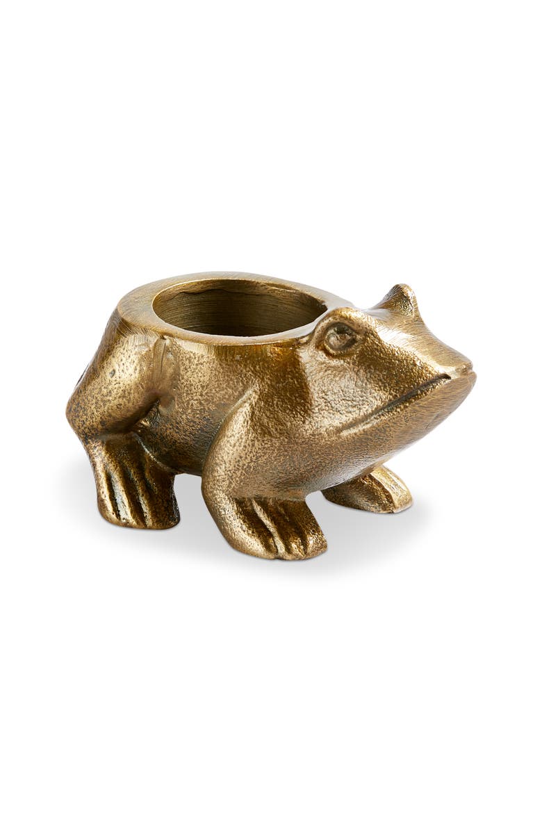 tag Garden Frog Tealight Antique Brass Aluminum Spring, Main, color, Gold