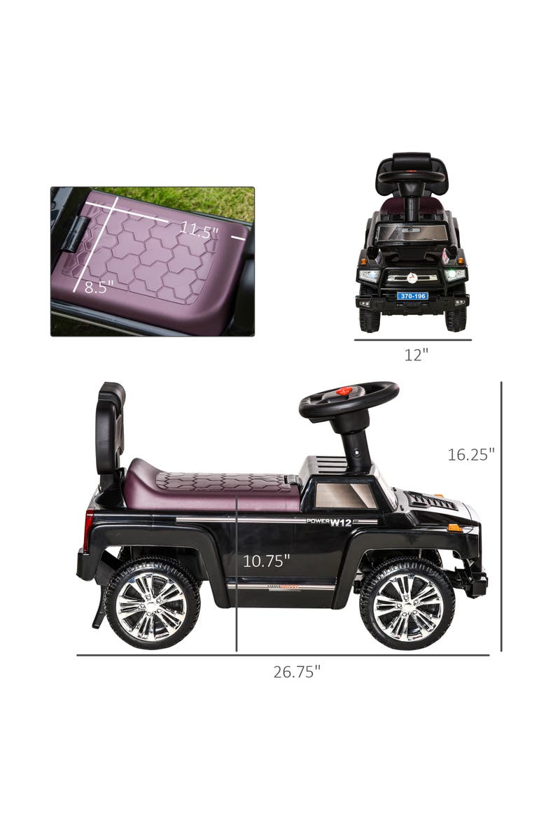 Aosom Kids SUV Push Car with Horn, Music, Lights, Storage​, Alternate, color, 