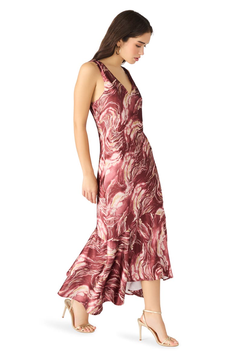 Cade Marbleized Print Satin High-Low Dress, Alternate, color, ROSE QUARTZ