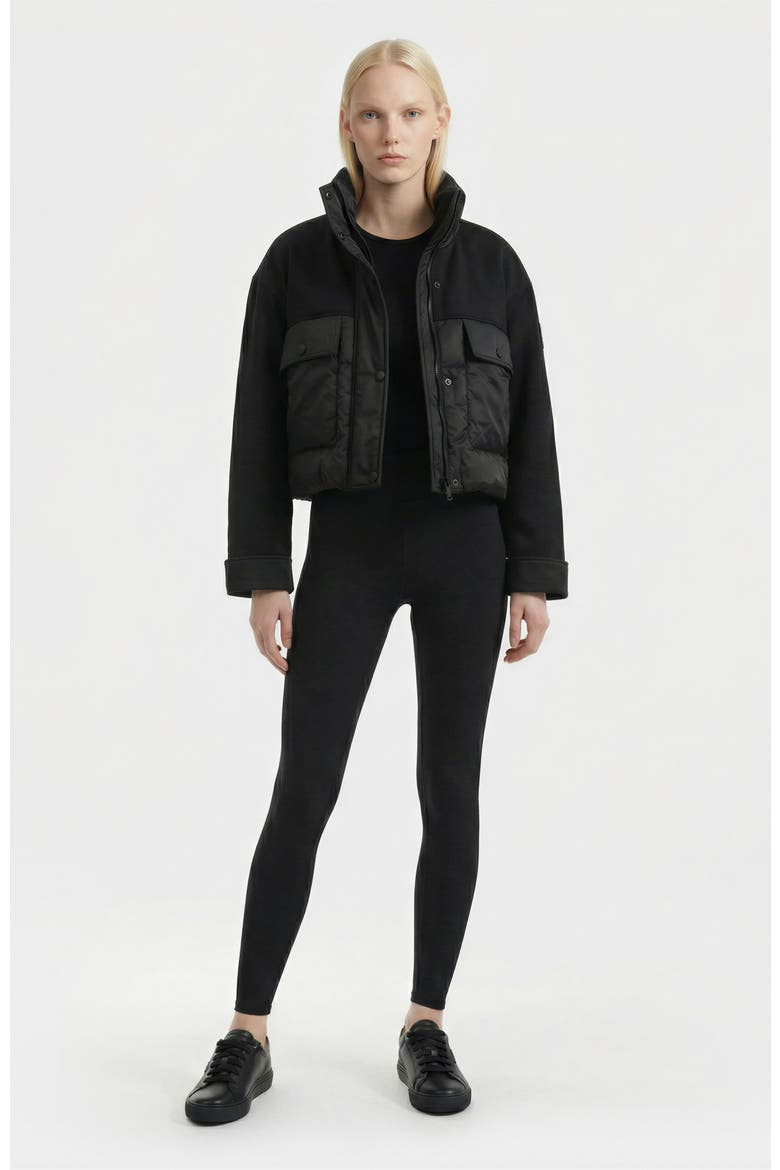 Rome Mixed Media Down Jacket, Alternate, color, Black