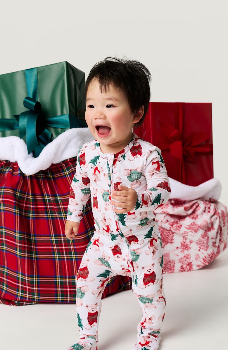 Posh Peanut Lachlan Fitted Convertible One-Piece Pajamas, Alternate, color, White