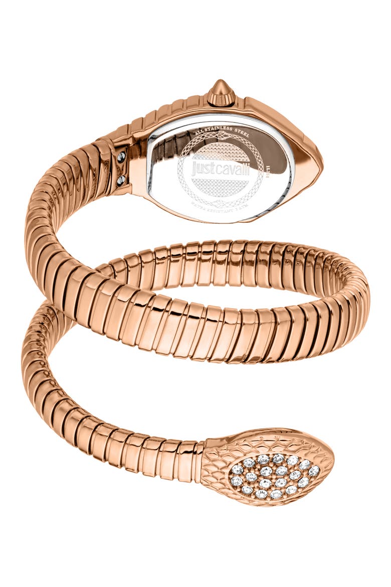 Snake Bracelet Watch, 22mm x 35mm, Alternate, color, ROSE GOLD