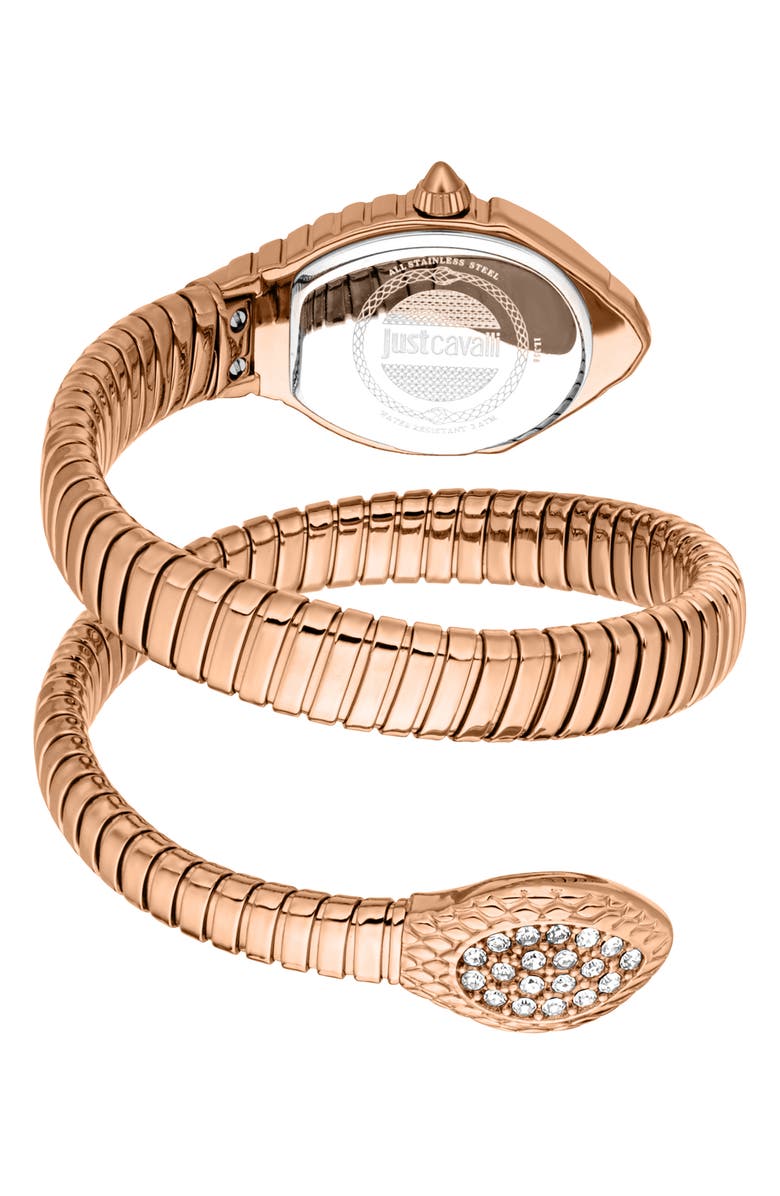 Just Cavalli Snake Bracelet Watch, 22mm x 35mm, Alternate, color, Rose Gold