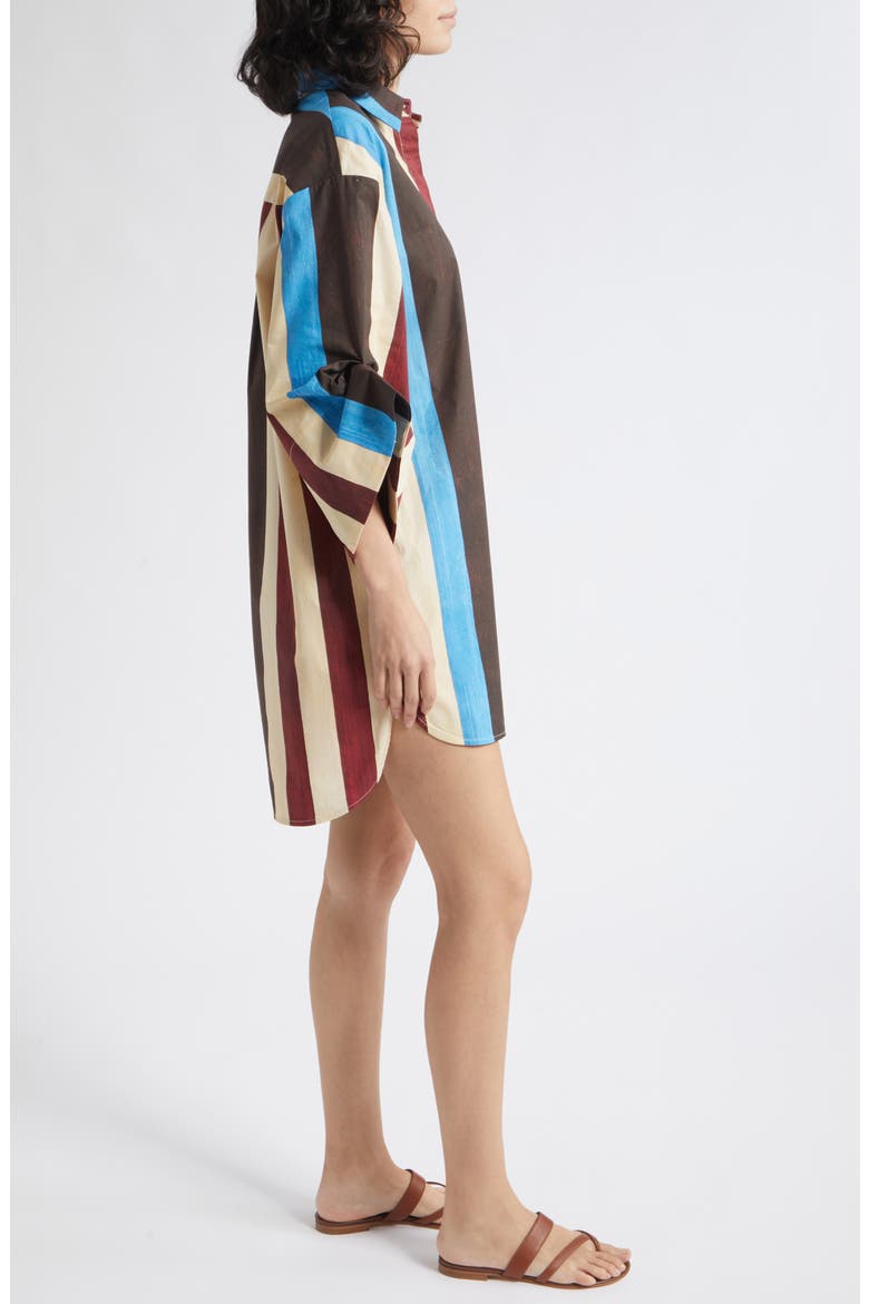 Nico Stripe Stretch Cotton Shirtdress, Alternate, color, CAFE STRIPE