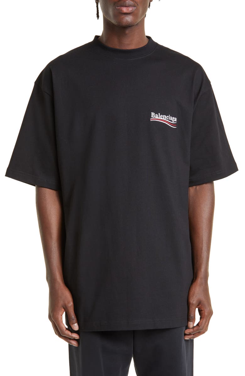 Balenciaga Campaign Logo Oversize Cotton Graphic Tee, Main, color, 