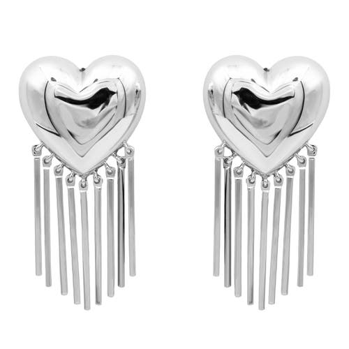 Black Suede Studio Fringe Earring In Silver