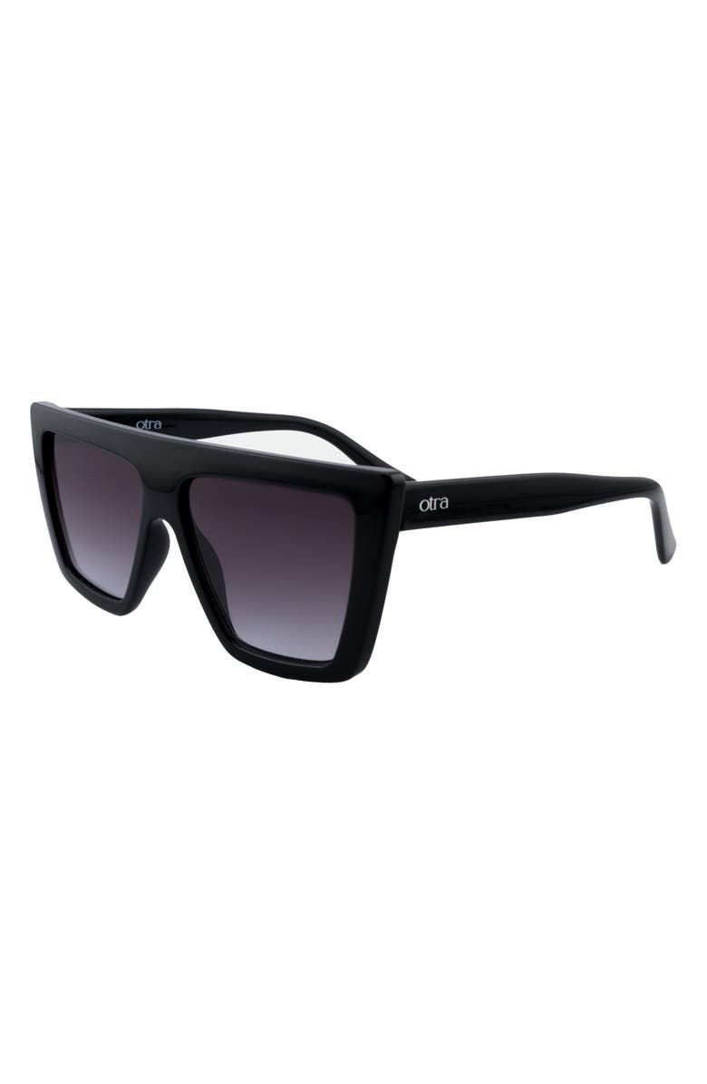 OTRA EYEWEAR Nola Rectangular Sunglasses, Alternate, color, Black/ Smoke Fade
