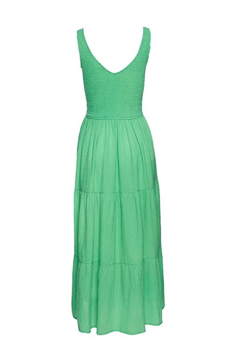 LASCANA Women's Smocked V-Neck Maxi Dress, Alternate, color, Green