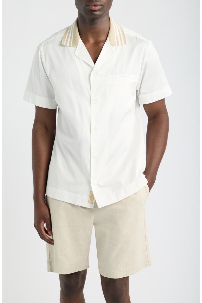Senna Ribbed Collar Cotton Camp Shirt, Main, color, IVORY- 10