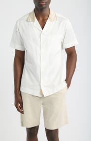 CHÉ Senna Ribbed Collar Cotton Camp Shirt