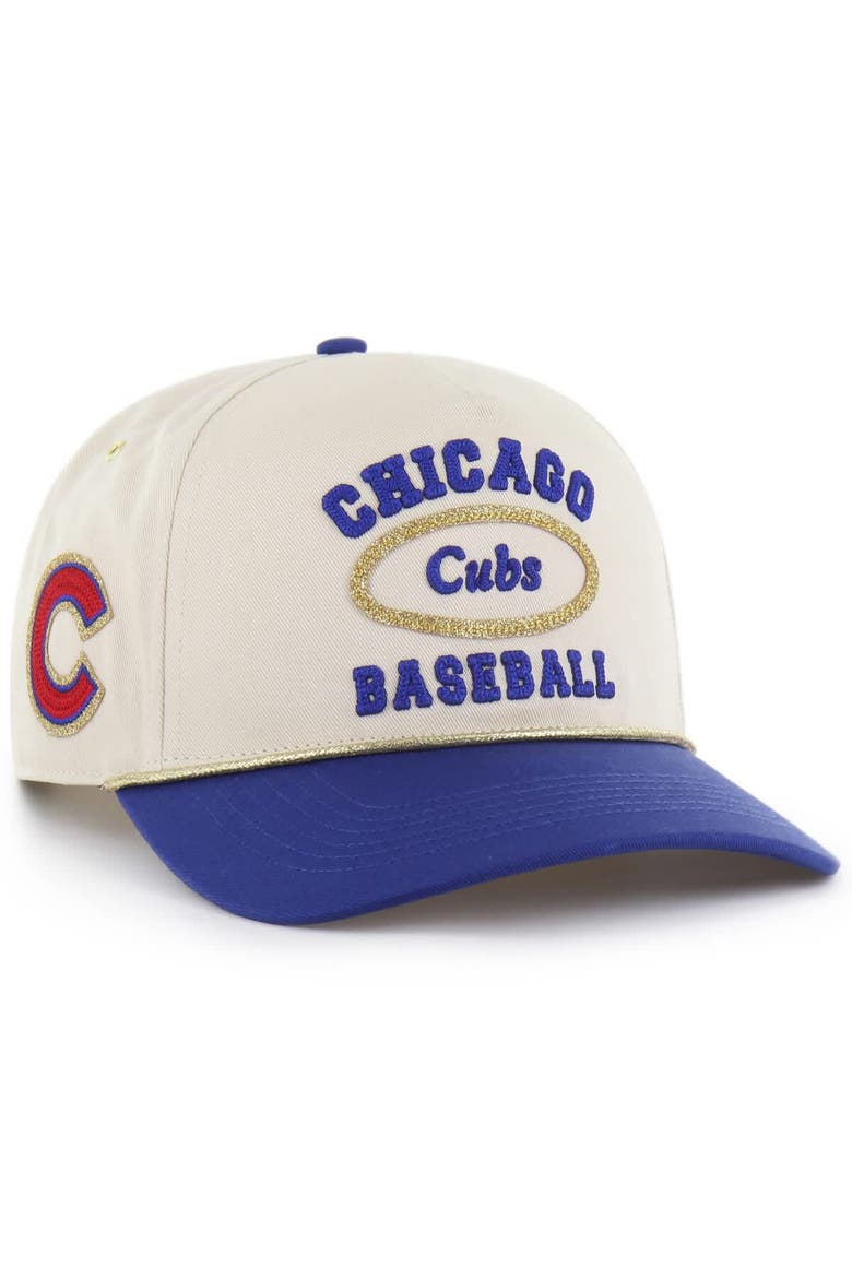 Men's '47 x Stoney Clover Lane  Natural/Royal Chicago Cubs Glitter Rope Hitch Adjustable Hat, Main, color, Natural