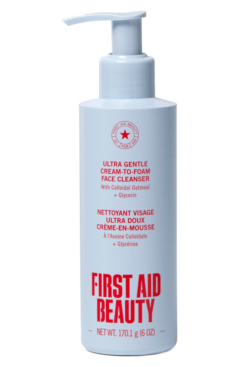 First Aid Beauty Ultra Gentle Cream-to-Foam Face Cleanser with Colloidal Oatmeal + Glycerin, Main, color,