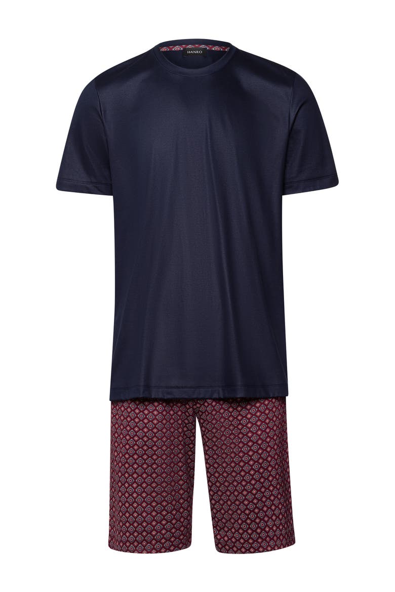 Night And Day Crew Neck Cotton Pajama Set, Main, color, Red Gems Print