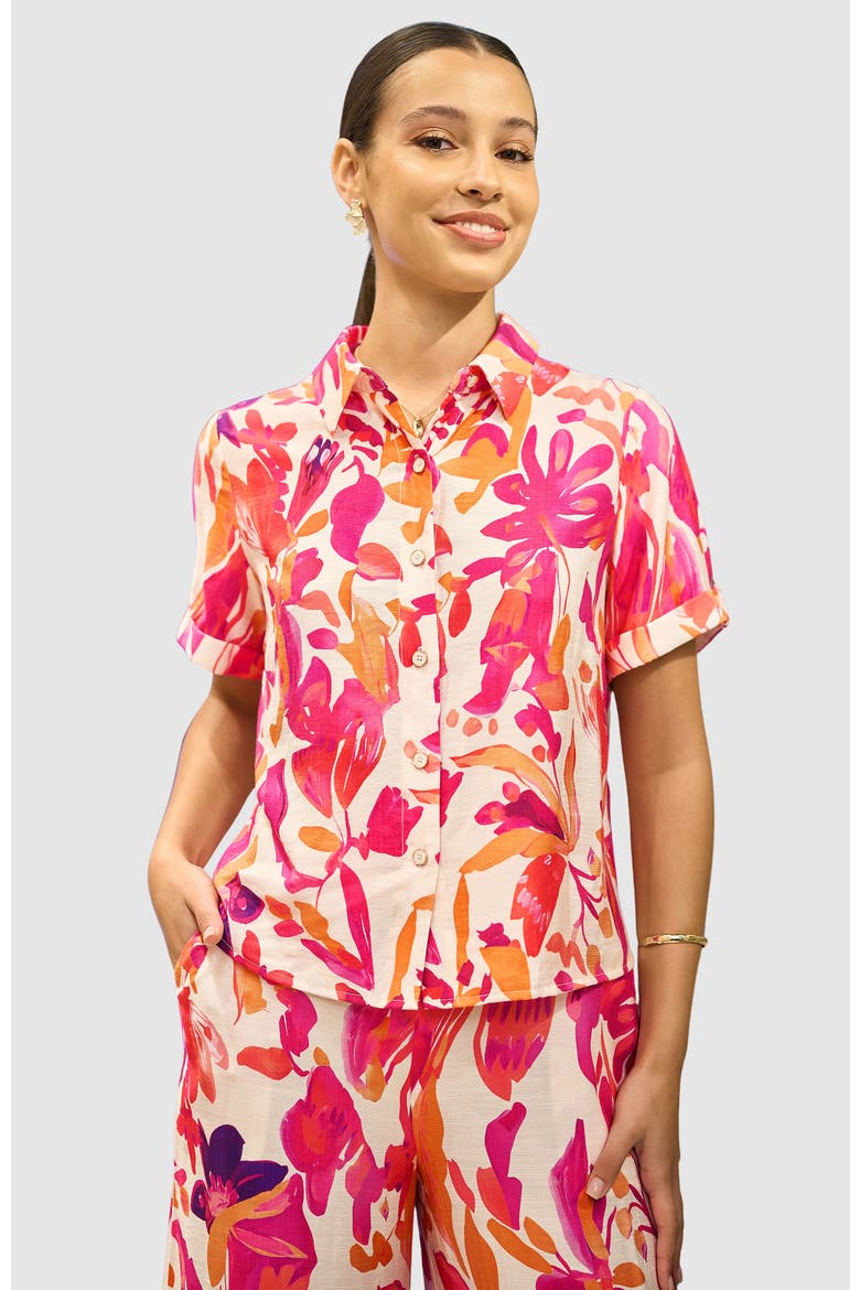 Abstract Floral Shirt, Main, color, Pink
