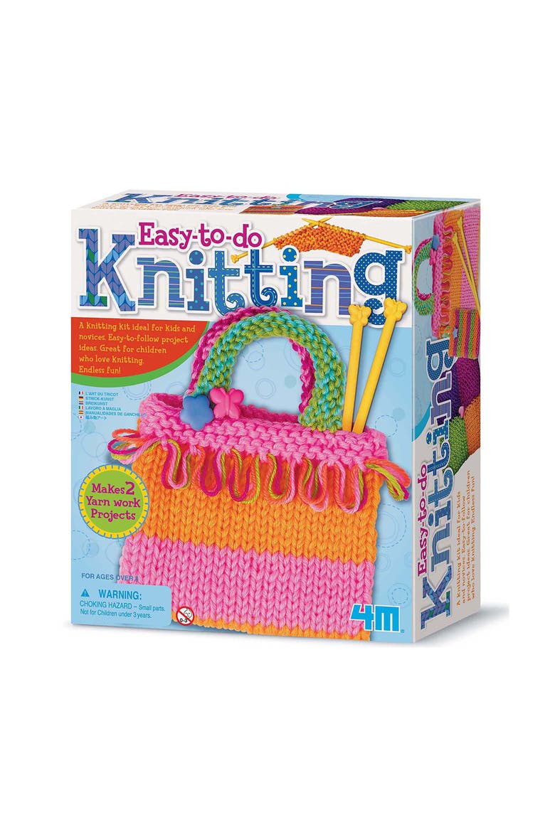 Easy to Do Knitting Kit Learn 2 Yarn Projects Set, Main, color, Multicolored