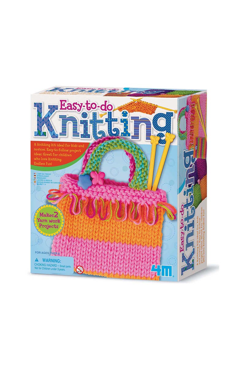 4M Easy to Do Knitting Kit Learn 2 Yarn Projects Set, Main, color, Multicolored