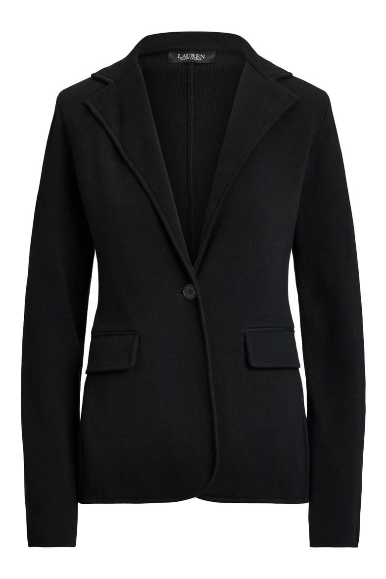 Jacquard Knit Blazer, Alternate, color, BLACK