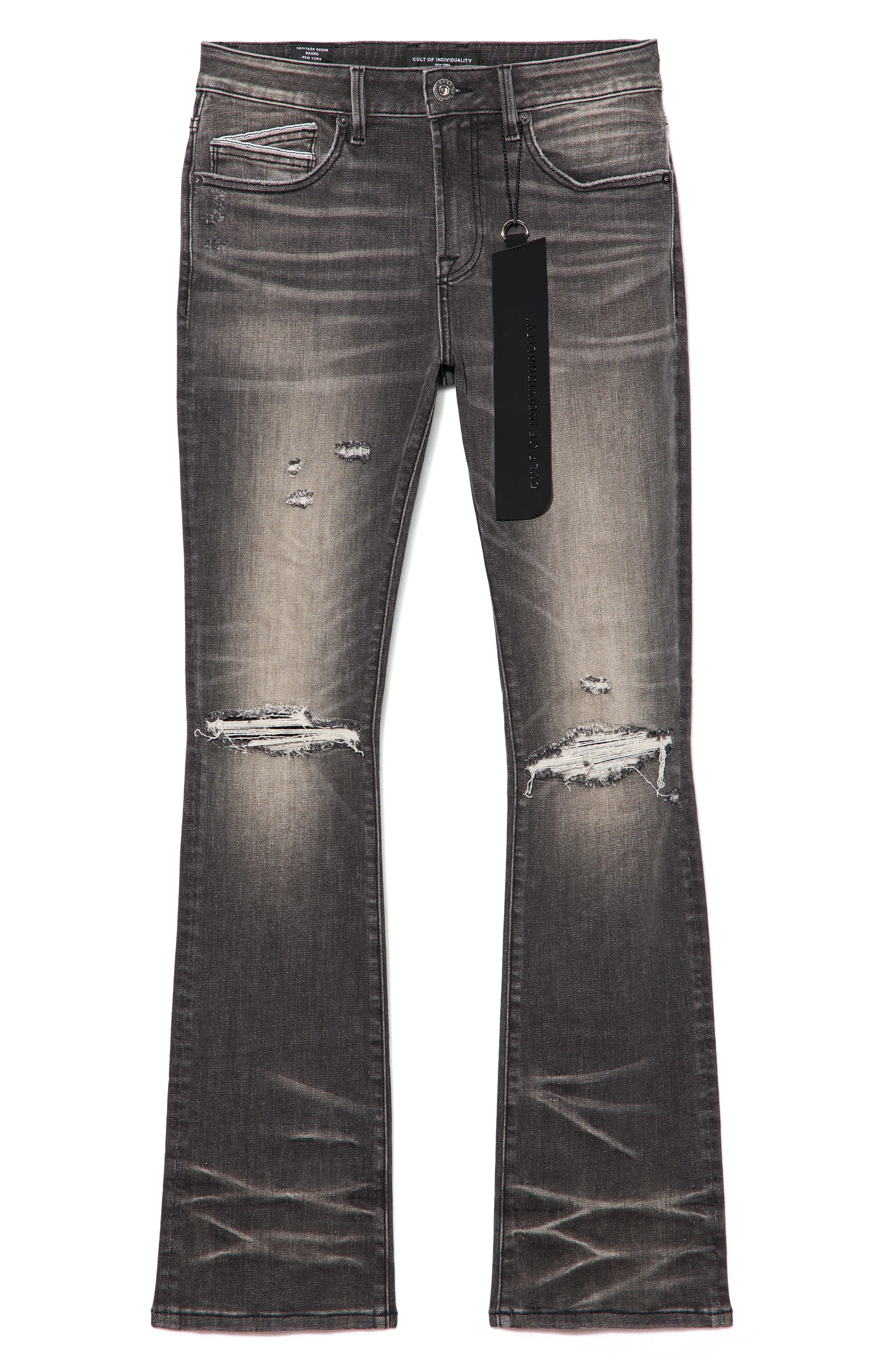 Cult of Individuality Lenny Ripped Mid Rise Bootcut Jeans (Men) | Nordstrom