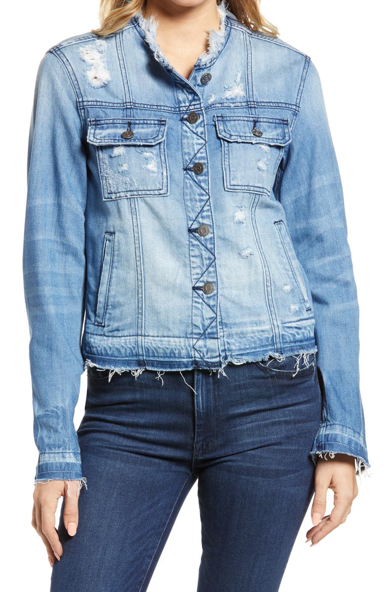 HIDDEN JEANS Frayed Edge Denim Jacket, Main, color, 
