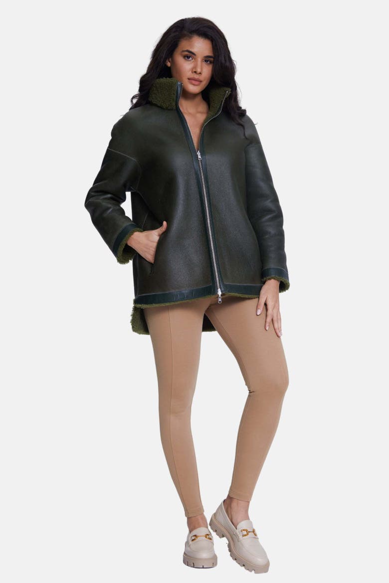 Simone Shearling Jacket, Alternate, color, Green