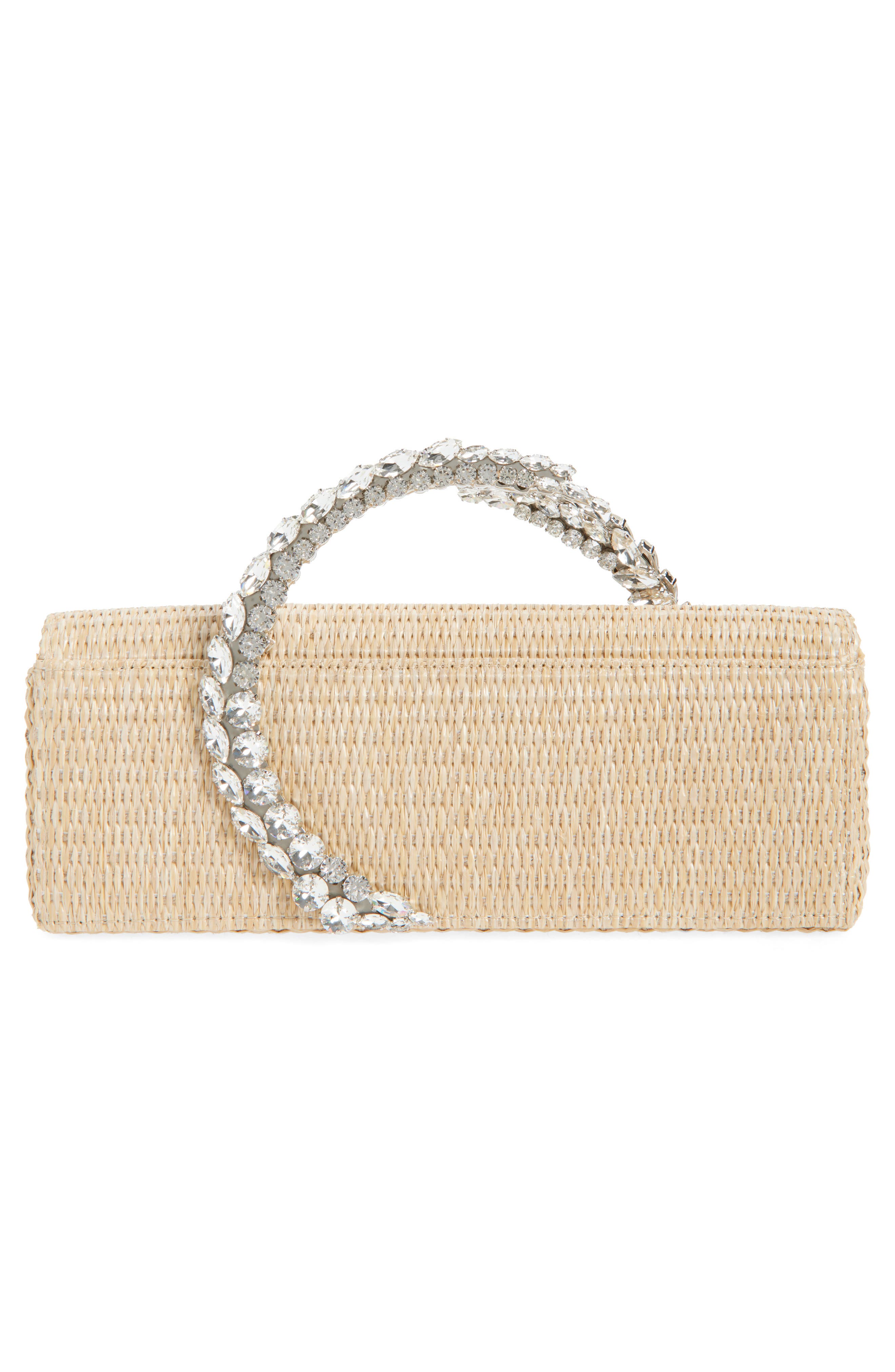 L’alingi Karma Crystal Handle Clutch, Alternate, color, Beige