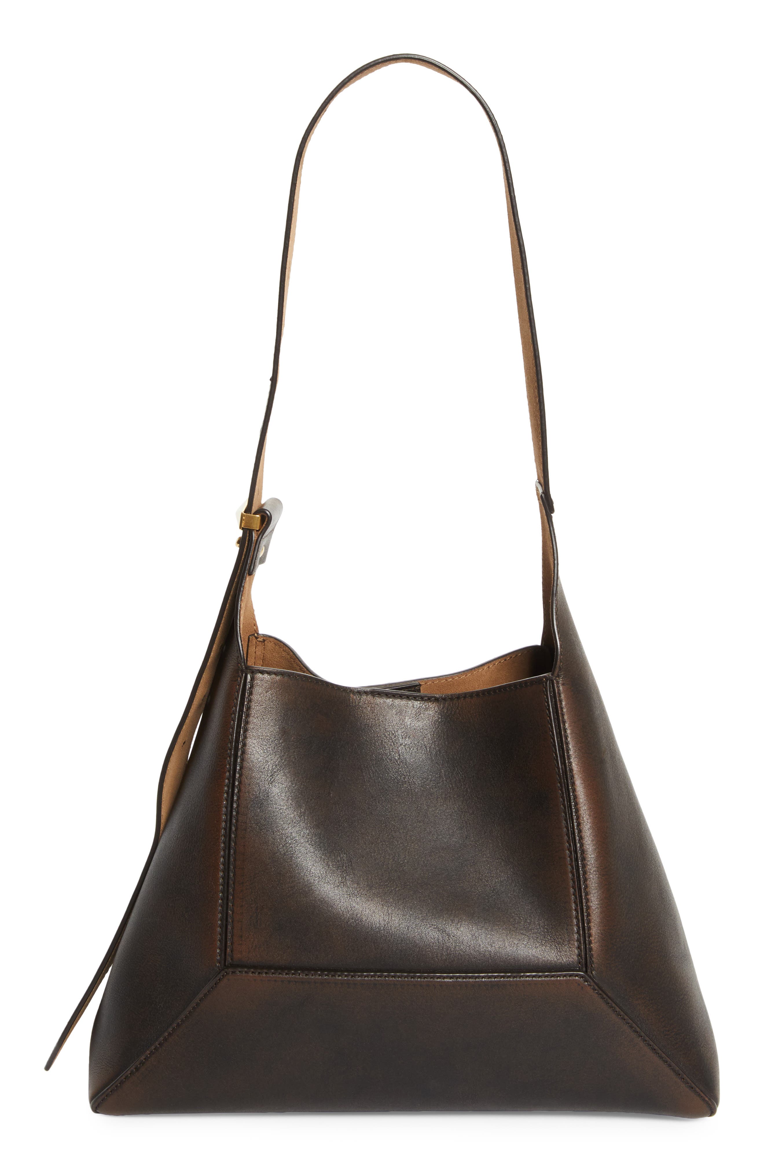 Jimmy Choo Medium Diamond Leather Hobo Bag, Alternate, color, Cognac/ Gold