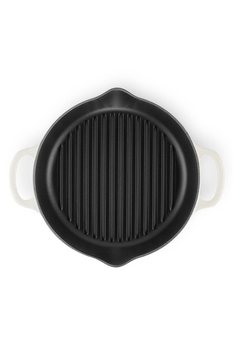 Signature Deep Round Enamel Cast Iron Grill Pan, Alternate, color, MERINGUE