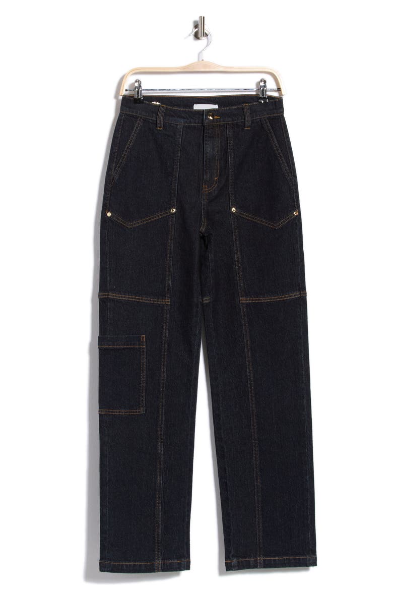 Nelle Utility Relaxed Straight Leg Jeans, Alternate, color, SEA