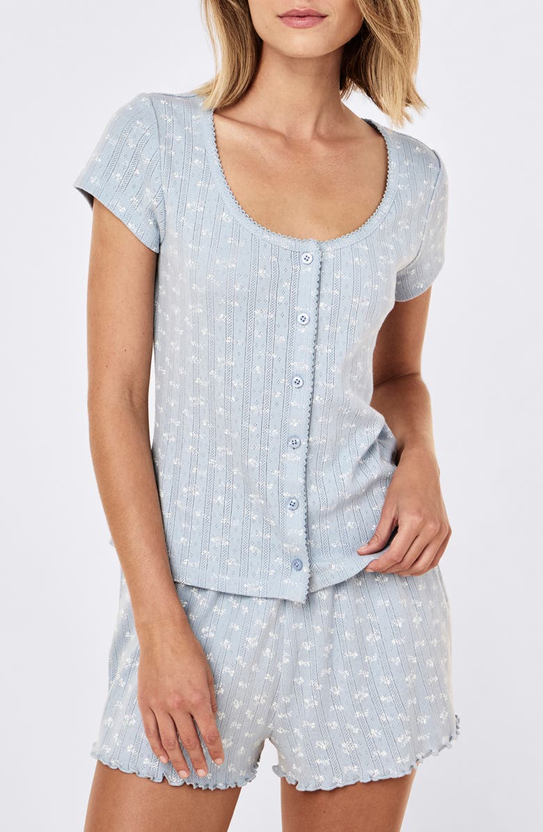 Papinelle Imogen Pointelle Sleep Top, Main, color, Celestial Blue