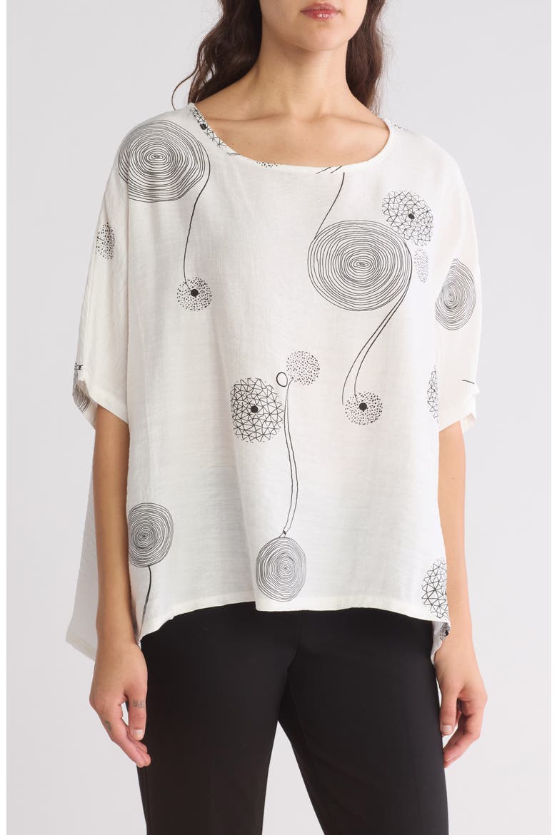 Printed Loose Top, Main, color, WHITE