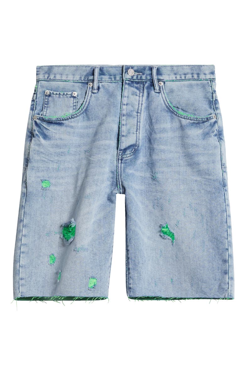 PURPLE BRAND Neon Stitch Denim Shorts, Alternate, color, 