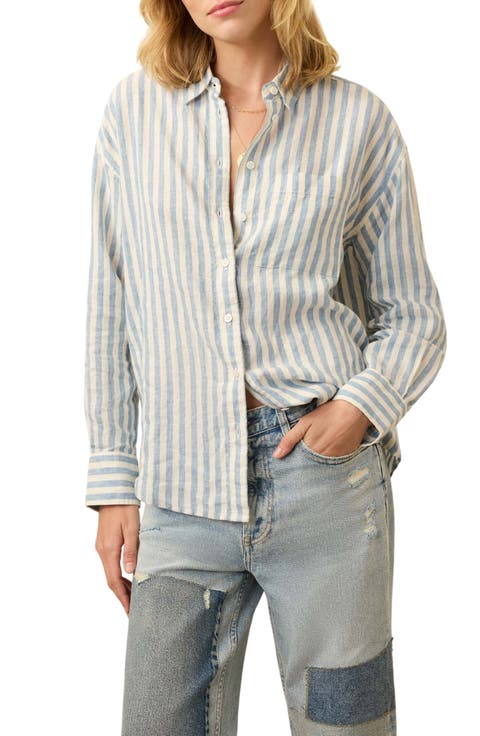 Laguna Stripe Linen Button-Up Shirt