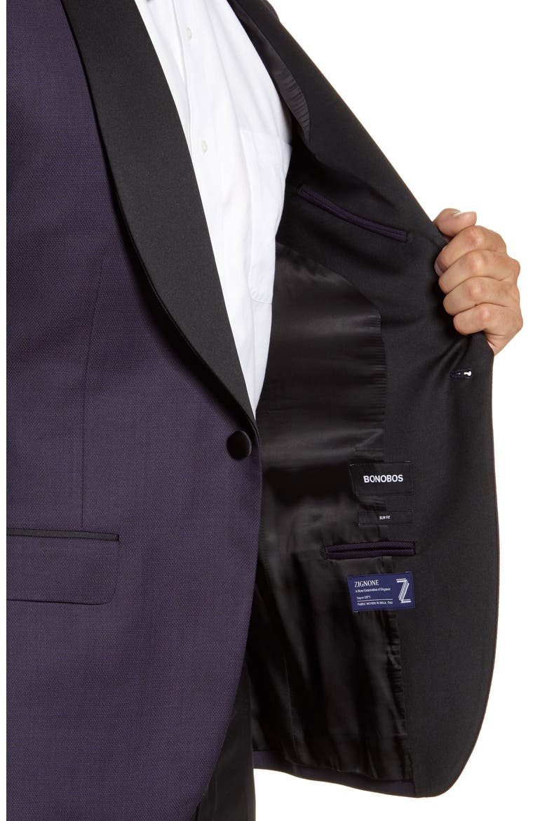 Slim Fit Wool Dinner Jacket, Alternate, color, PURPLE PINDOT