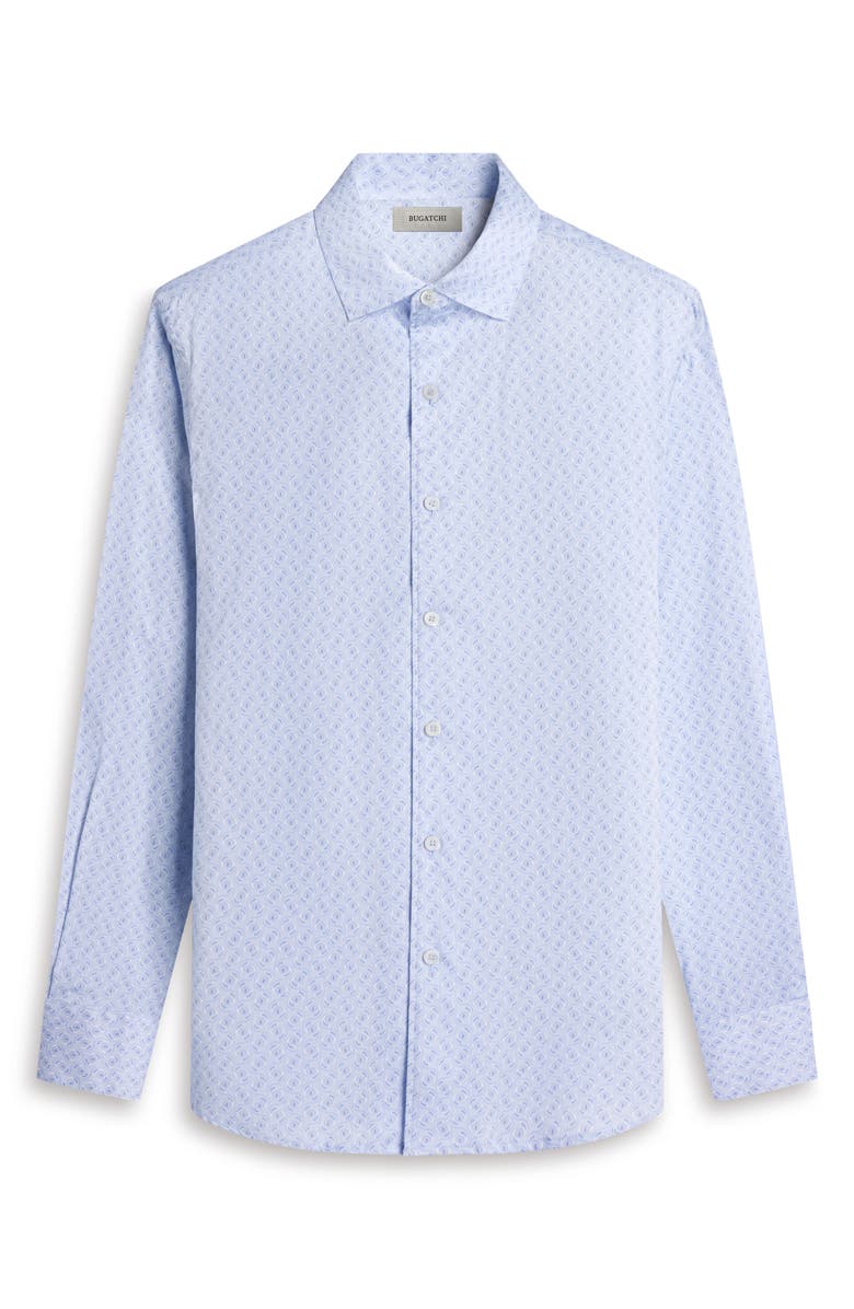 Bugatchi Alvin Shaped Fit Geo Print Button-Up Shirt, Alternate, color, Ice