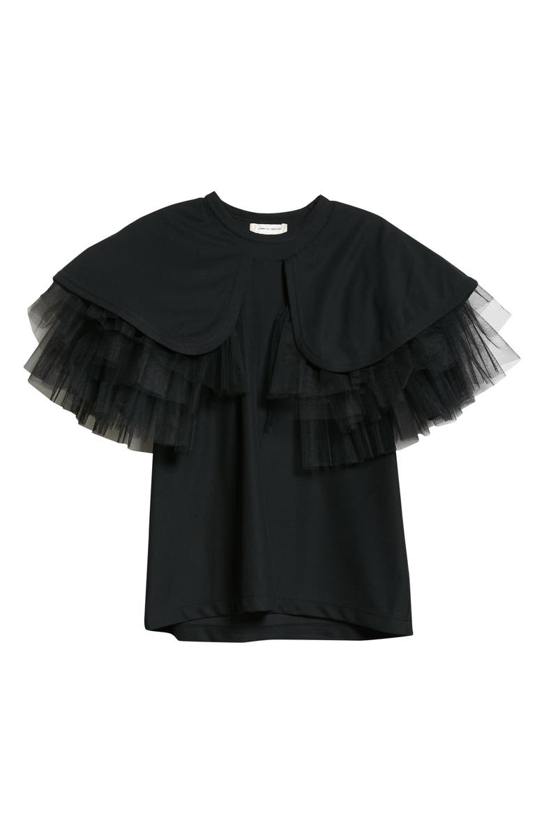 Comme des Garçons Oversize Collar Tulle Trim Top, Main, color,