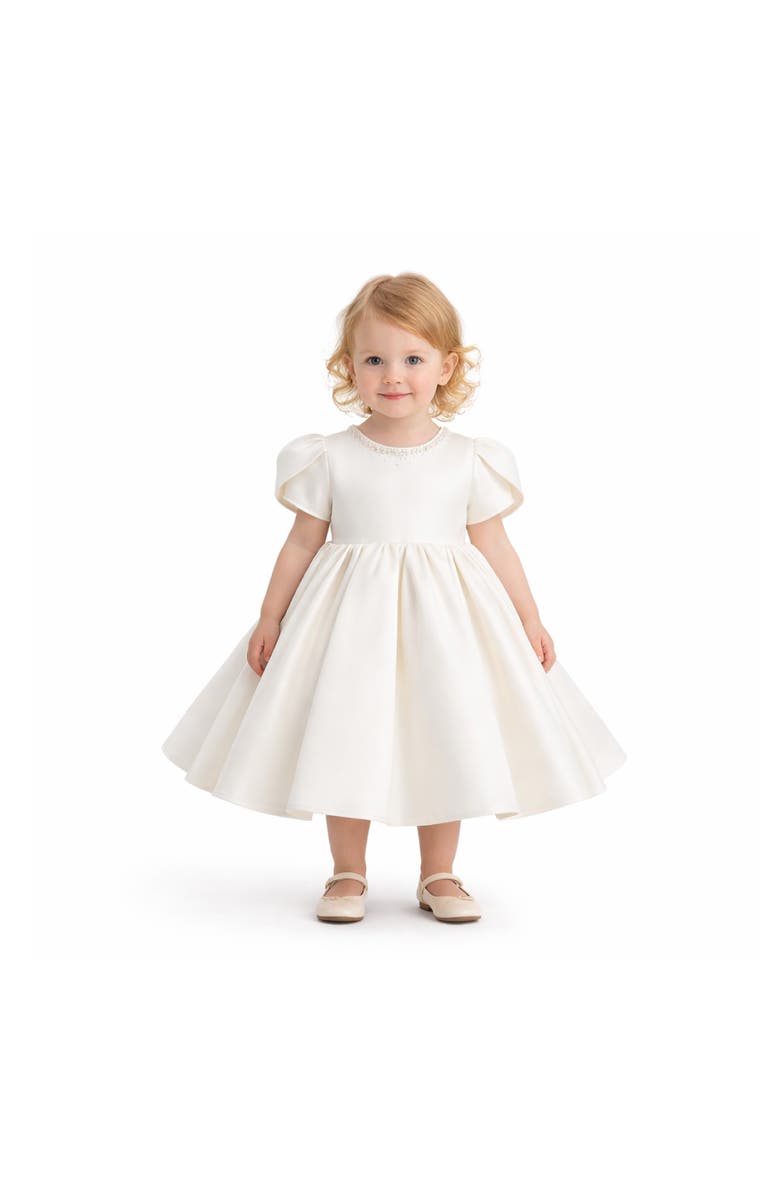 Tulleen Suncrestia Pearl-Accented Occasion Dress, Main, color, Ivory