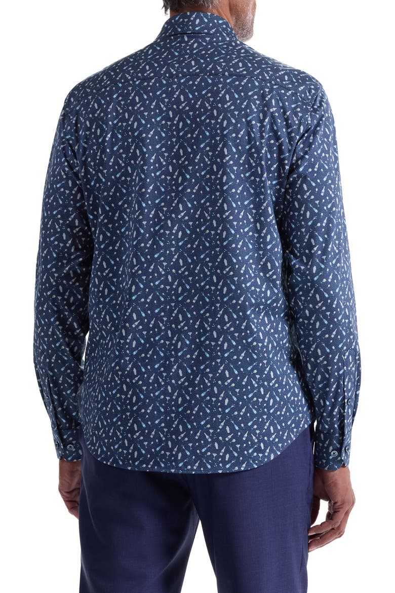 James OoohCotton® Cocktail Print Button-Up Shirt, Alternate, color, NAVY