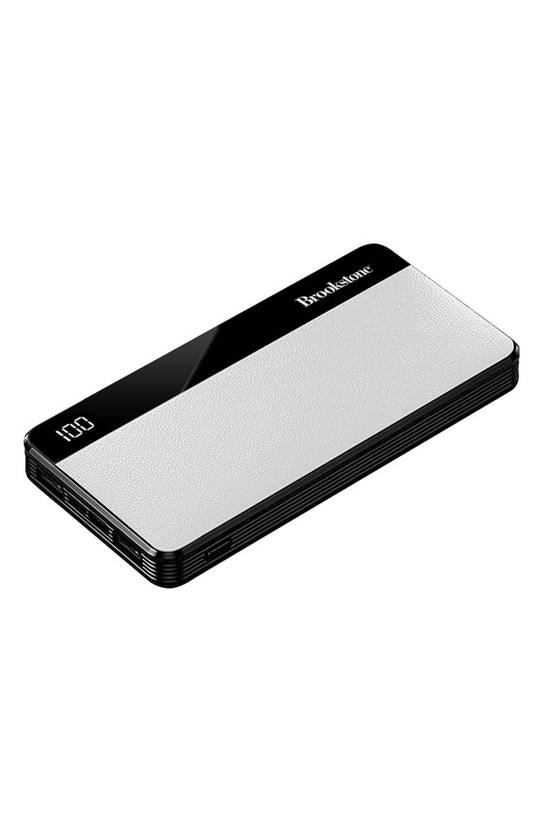 BROOKSTONE 10,000 mAh Luxury Leather Power Bank, Alternate, color, White