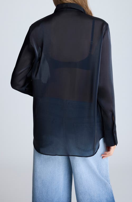 Kenneth Cole Oversize Organza Button-up Shirt In Black