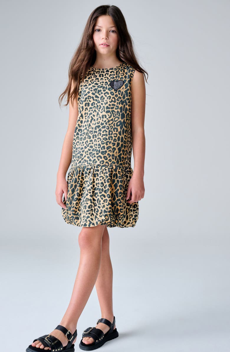 smALLSAINTS by ALLSAINTS Kids' Leopard Print Bubble Hem Dress, Alternate, color, Brown