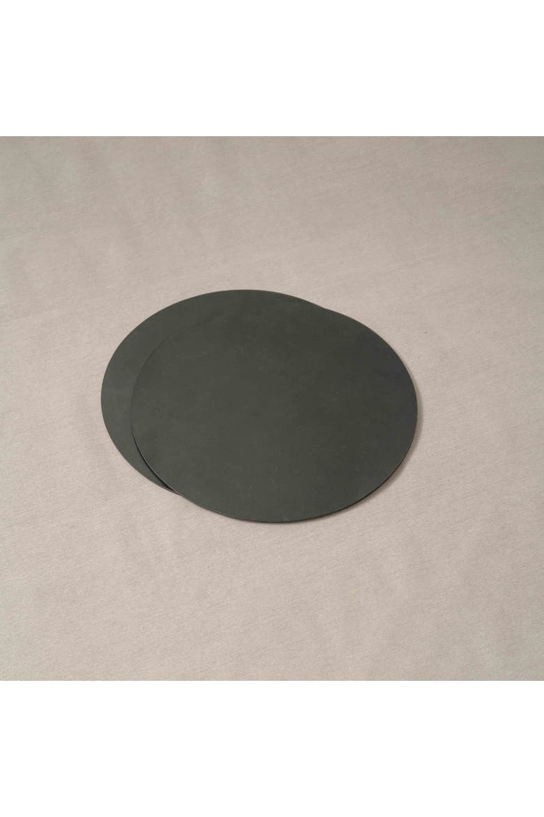 Round Placemat Pair in black leather, Main, color, Black Leather