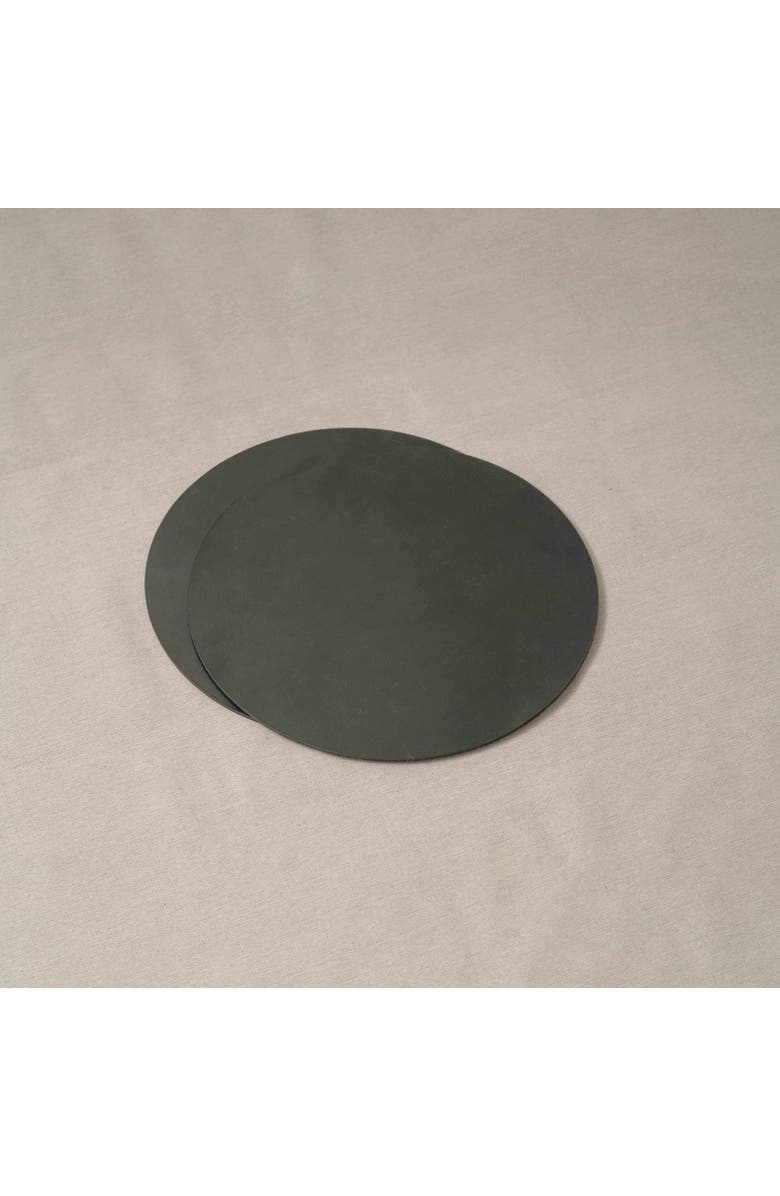 Pare Round Placemat Pair in black leather, Main, color, Black Leather