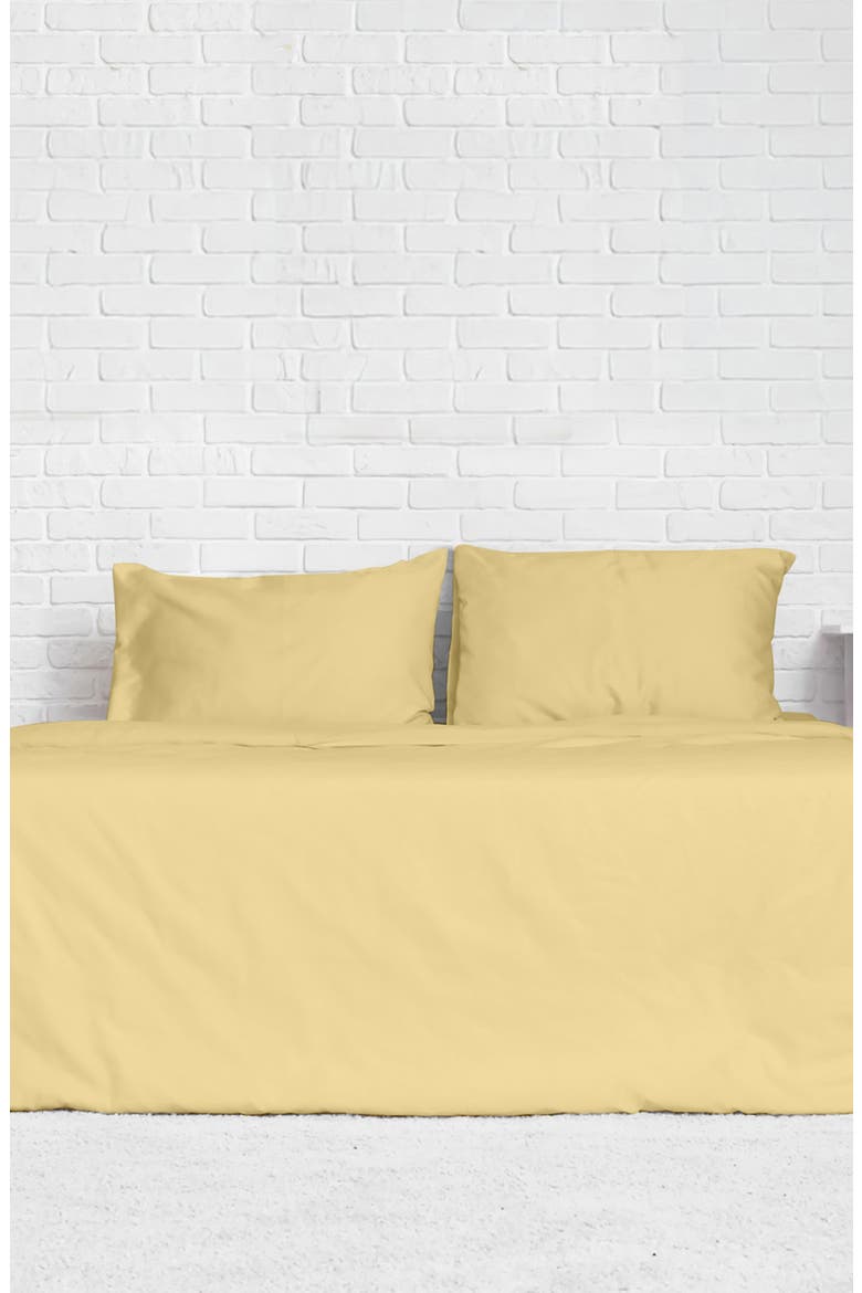 Solid Yellow Microfiber Duvet Cover Set, Alternate, color, GOLD