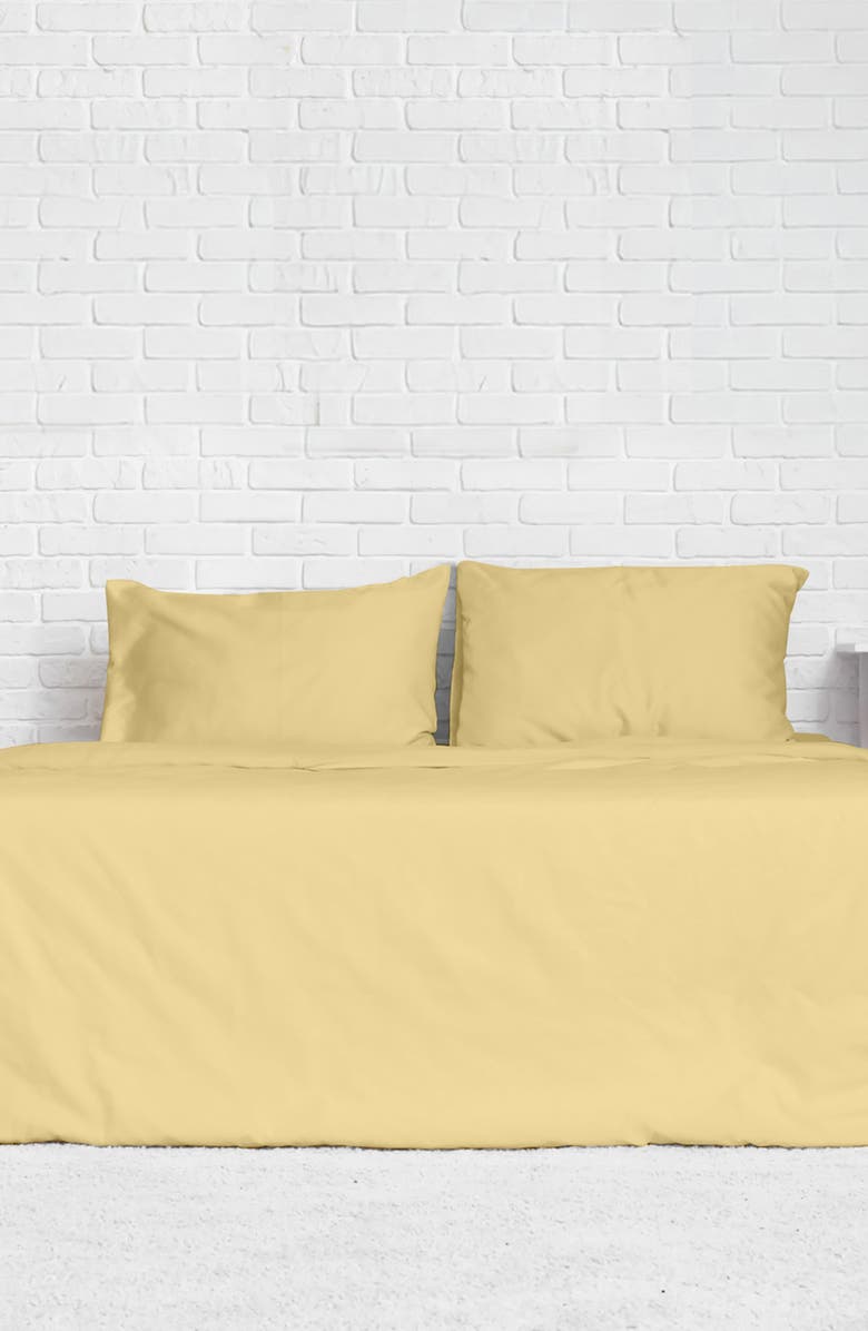 Luxury Home Solid Yellow Microfiber Duvet Cover Set, Alternate, color, Gold