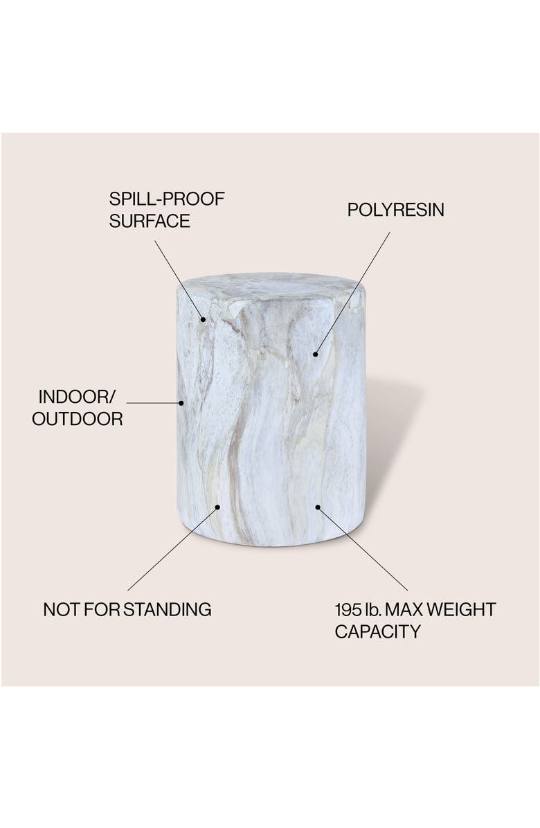 JONATHAN Y Troy 16" Modern Minimalist Faux Marble Column Indoor/Outdoor Accent Table, Alternate, color, Gray/Gold