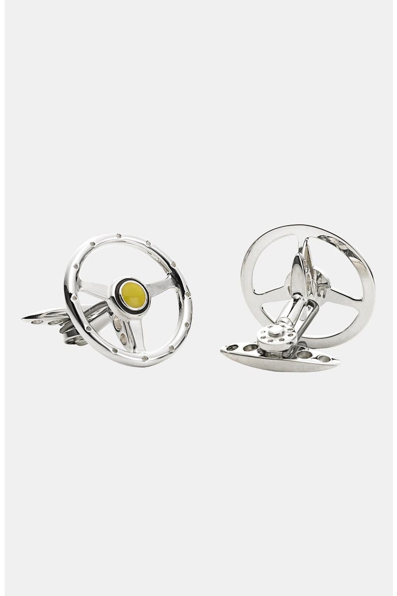 'Volante Steering Wheel' Cuff Links, Alternate, color, SILVER