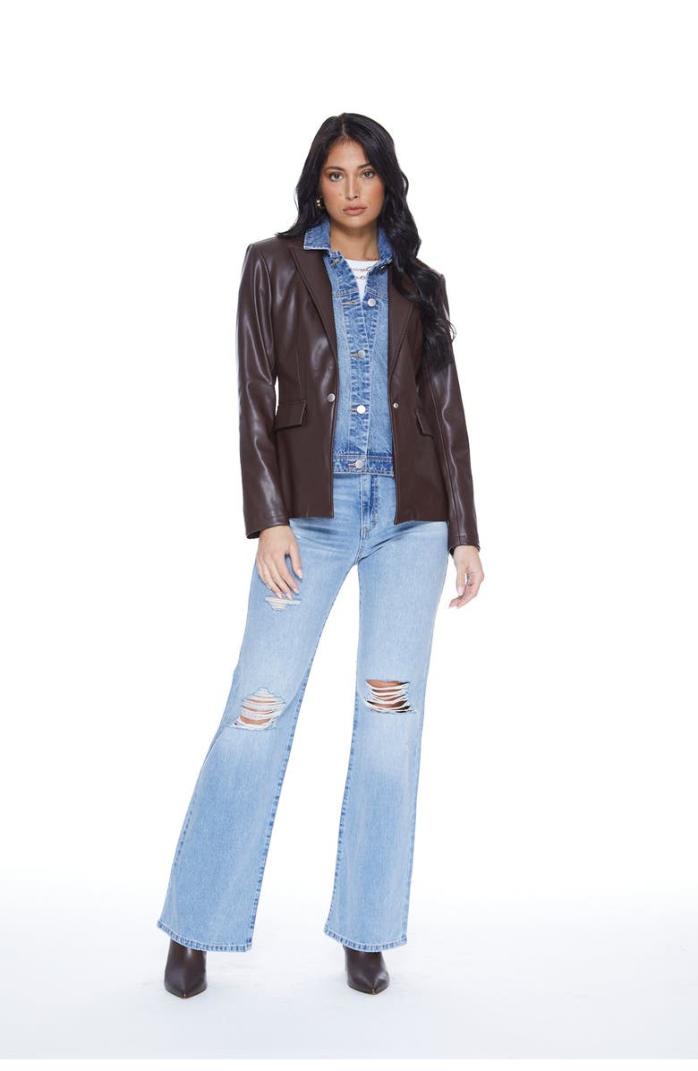 BLUE REVIVAL Helen Blazer in Chocolate UNreal Leather, Alternate, color, Chocolate